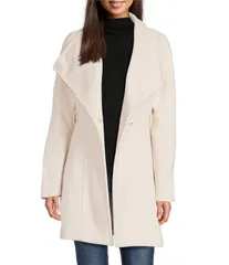 ダナキャラン レディース アウター コート アシンメトリー ウール Donna Karan Wool Blend Asymmetrical Wing Collar Belted Wrap Coat Nのサムネイル
