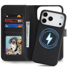 【新品】 East Clear 分離式 本革ケース for iPhone 17 Pro Max 手帳型ケース for iPhone17 Pro Max 携帯カバー レザー MagSafe対応 2in1 取り外し自由 両用2way 小銭入れ札入れ カード収納 耐