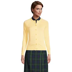 ランズエンド レディース アウター ニット・セーター コットン カーディガン Womens Lands End Cotton Modal Cardigan Sweater Maize