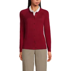 ランズエンド レディース アウター ニット・セーター コットン カーディガン Womens Lands End Cotton Modal Cardigan Sweater Garnet