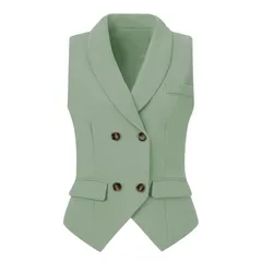 アレグラ ケー レディース アウター ジャケット・ブルゾン ノースリーブ コート ALLEGRA K Womenshawlapel Sleeveless Button Racerback Suit Waistcoat Sea Green グリーン