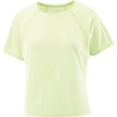 サロモン レディース トップス Tシャツ クロップド Salomon SHAKEout Air Cropped Running Tee Womens Lime ライムのサムネイル
