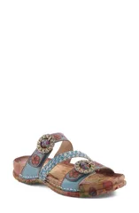スプリングステップ レディース シューズ サンダル LArtiste by Spring Step On the Road Slide Sandal Blue Multi ブルー