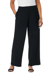 ジェシカロンドン レディース ボトムス レギンス ワイドレッグ クレープ ニット Jessica London Stretch Knit Crepe Wide Leg Pant Black ブラック