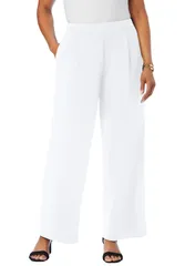 ジェシカロンドン レディース ボトムス レギンス ワイドレッグ クレープ ニット Jessica London Stretch Knit Crepe Wide Leg Pant White ホワイト