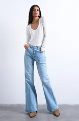 トップショップ レディース トップス シャツ Topshop Scoop Neck Long Sleeve Rib Top Cream クリーム