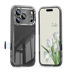 【新品】 DAMESINE iPhone 17ProMax用ケース クリアブラック 透明 薄型 エアクッション内蔵耐衝撃 黄変防止 着脱可能カメラ保護カバー付きキラキラ 4K高透過率レンズフィルム保護 カメラコントロールボタン付き 軽量 かわいいアイホン1 0