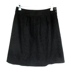 オフオン ofuon ジャガード 台形スカート ミニ サイドファスナー タック コットン 総柄 38 黒 ブラック ボトムス /THH