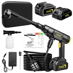 【2026新登場強化版】高圧洗浄機 コードレス 充電式 洗車機 バッテリー2個 6000mAh マキタ18Vバッテリー対応可能 自吸式 6in1 高水圧 噴射距離10M ノズル ペットボトル対応 5mホース 家庭用 超軽量 女性や高齢者も片手で使える エkoe