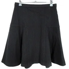 ポール&ジョー シスター PAUL&JOE SISTER スカート フレア ひざ丈 薄手 バックファスナー 無地 38 黒 ブラック ボトムス /T2のサムネイル