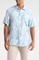 トッミーバハマ メンズ トップス シャツ プリント シルク Tommy Bahama Palm Dancer Print Silk ButtonUp Shirt Banff Blue ブルー