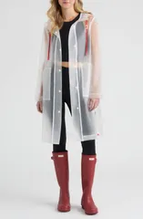 ハンター レディース アウター ジャケット・ブルゾン コート Hunter Alexa Waterproof Longline Matte Transparent Hooded Raincoat Huのサムネイル