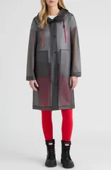 ハンター レディース アウター ジャケット・ブルゾン コート Hunter Alexa Waterproof Longline Matte Transparent Hooded Raincoat Smのサムネイル