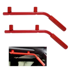 KURT ECP ジープ/Jeep JK ラングラー/Wrangler 2007~ フロント/リア用 グラブハンドル アシストグリップ 専用設計 車内/室内 補助 手すり パイプ 運転席/助手席/後部座席 ハンドル グリップ リフトアップ  [リア用/レッド]