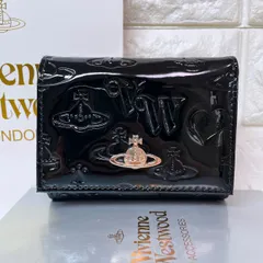 【1番の大人気❤︎ショッパー付き】新品  ヴィヴィアン・ウエストウッド　三つ折り財布  エナメル黒 ブラック ユニセックス