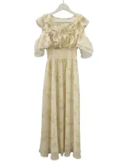 マジェスティックレゴン MAJESTIC LEGON マルチwayフリルコルセットワンピ  フリル 花柄 イエロー ロング丈 M ワンピース