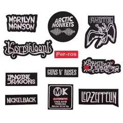 黒色11枚 補修 エンブレム パッチ おしゃれ DIY服 補修かっこいい 男子ジャケットパッチ アイロンワッペン刺繍 アップリケ ワッペン