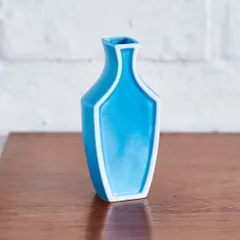 ふちどり フラワーベース トルコブルー マット シンプル ナチュラル 北欧風 磁器 花器 花瓶 日本製 インテリア イエロー ブルー 54682