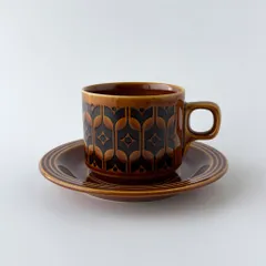 HORNSEA サフラン カップ&ソーサー 英国 ヴィンテージ ホーンジー サフロン Saffron イギリス ビンテージ 食器 花柄 花 ブラウン 98689 ホーンジー HORNSEA サフラン デュオ コーヒーカップ SAFFRON た160