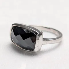 ヴィンテージ チェッカーボードカットオニキス 純銀リング​（19号）​指輪