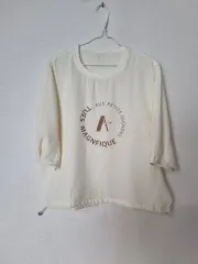 5分袖 セミクロップド カットソー ブラウス 77