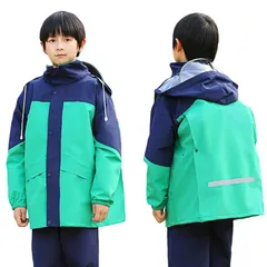 【新品】 [Ymgot] キッズ レインコート 上下セット ランドセル 男の子 女の子 レインスーツ ジュニア レインウェア 梅雨対策 子供用 合羽 雨具 男女兼用 (グリーン, 2XL)