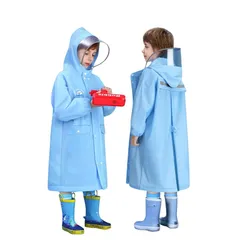 【新品】 [APAGAI] レインコート キッズ ランドセル対応 通学用 小学生 子供用 透明サンバイザー リュック対応 収納袋 反射板 ポンチョ カッパ (ブルー, M) 0