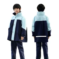 【新品】 [HarnyLoom] レインコート キッズ 上下セット ランドセル対応 キッズレインパンツ 雨具 雨合羽 レインスーツ カッパ 子供用 男の子 女の子 反射テープ 収納ポーチ付き 雨具 梅雨対策 通学 自転車 遠足 旅行 アウトドア (ブルー+