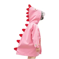 【新品】 子供 レインコート 恐竜 ランドセル対応 男の子 女の子 防水カッパ キッズレインウェア ポンチョ 雨具 合羽 可愛い ツバ付き 収納袋 raincoat 通学 通園 キャンプ アウトドア ピンク Sサイズ 1