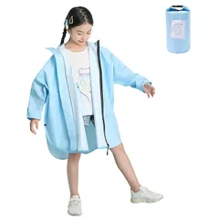 【新品】 レインコート ランドセル 男の子 女の子 キッズレインウェア ポンチョ 雨具 子供雨合羽 防水カッパ 超軽量 通気速乾 薄型 ポケット 収納袋付き レイングッズ 梅雨対策 自転車 通園 通学 アウトドア ブルー Sサイズ 1
