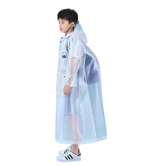 【新品】 [APAGAI] レインコート キッズ ランドセル対応 通学用 小学生 子供用 透明サンバイザー リュック対応 収納袋 反射板 ポンチョ カッパ (透明ブルー, M) 0