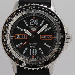 良品 稼動 セイコー ファイブスポーツ 24石 4R36-01S0 AT/自動巻 裏スケ デイデイト 黒文字盤 メンズ腕時計 0056100 4BKT KRI ABC20910