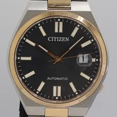 良品 稼動 箱/保付 シチズン 8120ｰS126975 392310085 AT/自動巻 デイト 裏スケ 黒文字盤 メンズ腕時計 0662200 4TLT KRI ABC20923