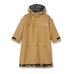 【新品】 [ピラルク] レインポンチョ 撥水 防水 ハイポンチョ キッズ ベージュ Free 0