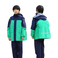 【新品】 [HarnyLoom] レインコート キッズ 上下セット ランドセル対応 キッズレインパンツ 雨具 雨合羽 レインスーツ カッパ 子供用 男の子 女の子 反射テープ 収納ポーチ付き 雨具 梅雨対策 通学 自転車 遠足 旅行 アウトドア (ネイビー 1