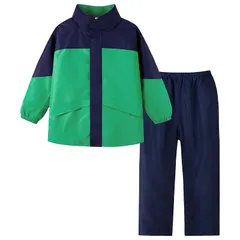 【新品】 [Volunboy] レインコート キッズ 上下 男の子 女の子 ランドセル対応 修学旅行 林間学校 子供 カッパ レインスーツ レインウェア セパレート ジュニア 小学生 中学生 おしゃれ 収納バッグ付き 120-160cm (フォレストグリー 0