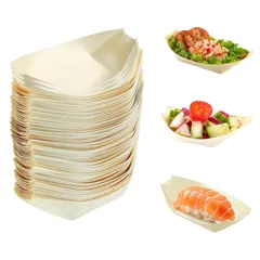 新品 Zhejia たこ焼き 皿 【50個】使い捨て 木製 舟皿 寿司プレート トレイ たこ焼き皿 容器 たこやき舟皿 日本の刺身プレート スナック デザート 家庭用 業務用
