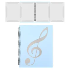 新品 楽譜ファイル 4ページ展開 A4サイズ 10枚で40面収納 譜面 作曲 レッスン ファイル 5色 書き込みできる 反射しない 見開き ピアノ 電子ピアノ アクセサリー (ブルー)