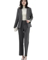 【送料無料】[Ladyangel] スーツ レディース フォーマル セットアップ パンツスーツ 大きいサイズ ビジネス カラーレス ジャケット テーパードパンツ ウエストゴム 洗える 女性 リクルート 卒業式 入学式 23a15cbd