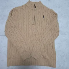 ポロラルフローレン ケーブル編み ハーフジップアップ ニット ベージュ M