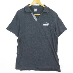 プーマ PUMA オープンポロシャツ 半袖 コットン XL ブラック 2sa7354