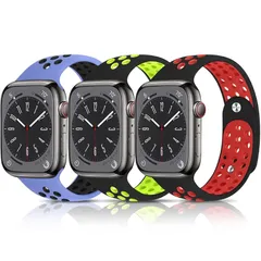 【新品】 【3枚セット】スポーツバンド コンパチブル アップルウォッチ バンド 40mm 41mm 38mm、スポーツベルト 防汗 多空気穴 ソフト防水 軽量 通気性 レディース/メンズ 快適、シリコンバンド コンパチブル Apple watch バンド se