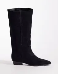 エイソス レディース シューズ ブーツ・レインブーツ ASOS DESIGN Catalina slim slouchy knee boots Black ブラック