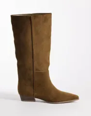 エイソス レディース シューズ ブーツ・レインブーツ ASOS DESIGN Catalina slim slouchy knee boots in olive オリーブ