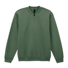 【送料無料】 ギルダン レディース ニット・セーター アウター Gildan Unisex Adult Softstyle Midweight Quarter Zip Sweatshirt Military Green