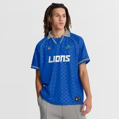 【送料無料】 ファナティクス レディース Tシャツ トップス Mens Fanatics BlueGray Detroit Lions Homerun Raglan VNeck Polo Lns Blue