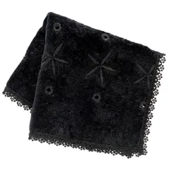 【新品】 【ポール＆ジョー アクセソワ】 レースタオルハンカチ 花柄 (ブラック) 婦人 レディース タオル ハンドタオル 約25cm 107112-0003-03 1