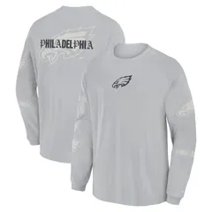 【送料無料】 ファナティクス レディース Tシャツ トップス Mens Fanatics Gray Philadelphia Eagles Oversized Type Play Long Sleeve TShirt Eag Grey