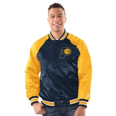 スターター レディース アウター ジャケット・ブルゾン Tシャツ Menstarter NavyGold Indiana Pacers Inductee Raglan FullSnap Varsityのサムネイル