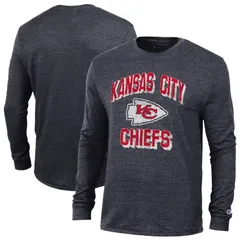チャンピオン レディース トップス Tシャツ Mens Champion Blackansas City Chiefs Ultimate TriBlend Long Sleeve TShirt Chf Black ブラック